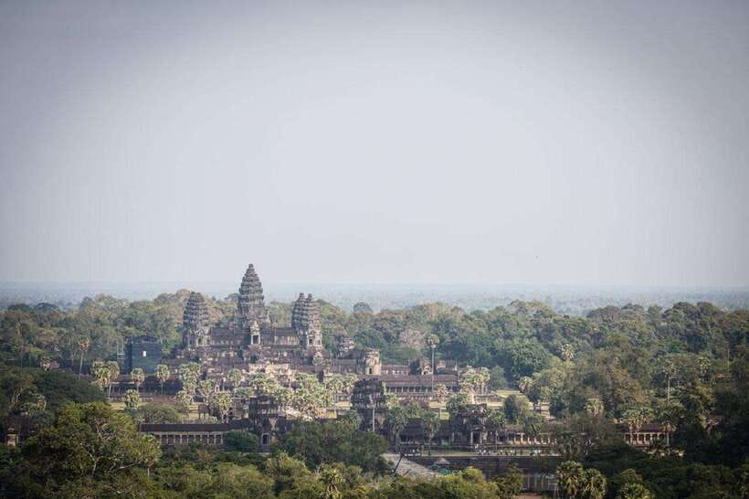 Angkor Balloon Sunrise or Sunset ride and Pick up/Drop off - Angkor Wat from a tethered balloon, not a hot-air daydream