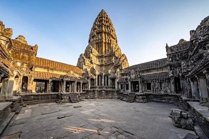 Angkor Wat Shared Tours from Siem Reap Angkor Airport (SAI) - Angkor Wat: starting at the main entrance with context