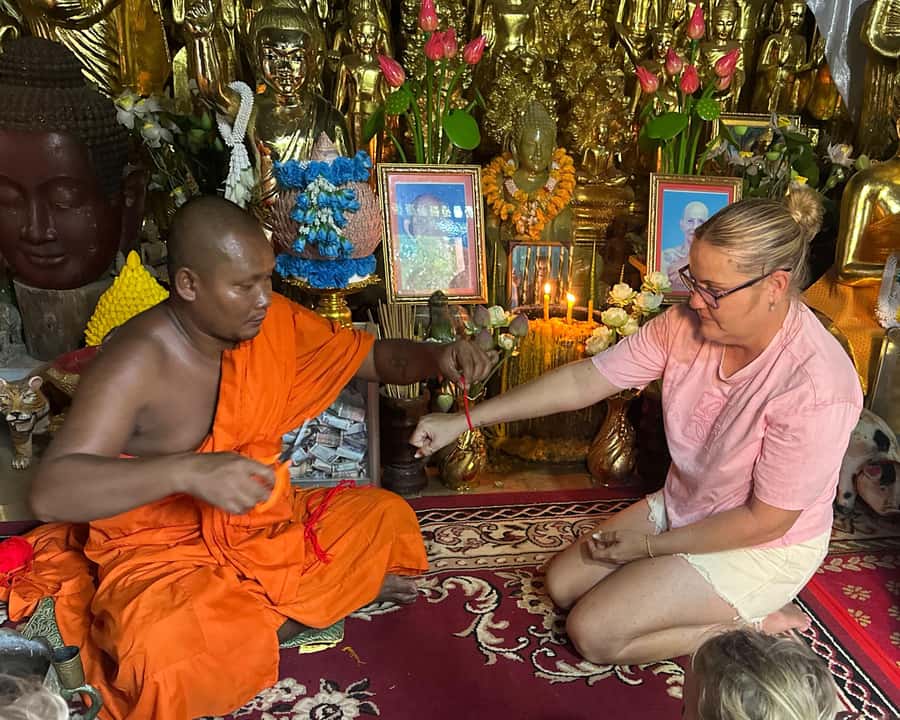 Angkor Wat & Temples: Private Spiritual Tour by Lady Tuk Tuk - The monk blessing at a local pagoda, a respectful finish