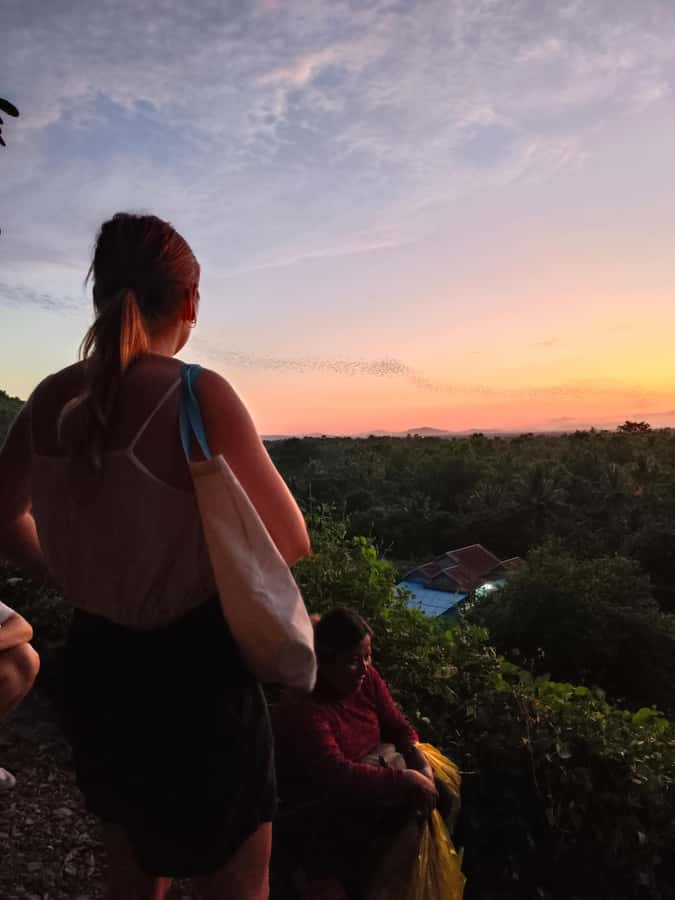 Battambang family tuktuk tour BambooTrain/Wat Banan/Bat cave - Bamboo train: a local raft on a single track
