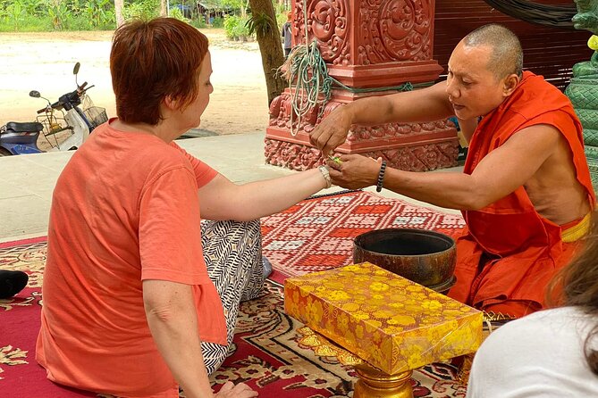 Buddhist Monastery with Monks Water Blessing - Two-part ritual: chanting, sprinkling, and pouring blessed water