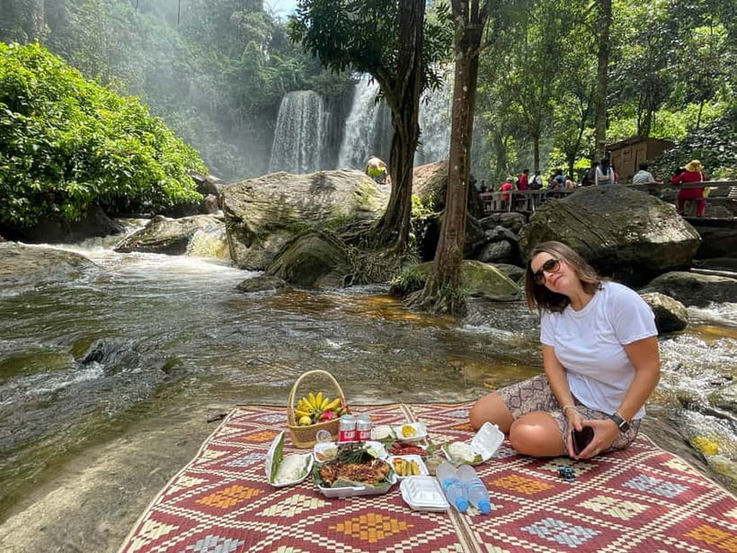 Kulen Mountain, Beng Mealea and Banteay Srei Full Day Tour - Phnom Kulen: Poeng Ta Kho, the waterfalls, and the River of a Thousand Lingas