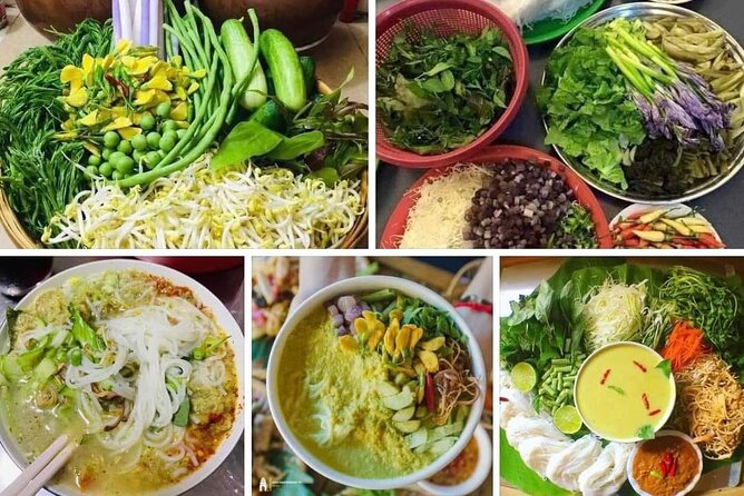 Phnom Penh Authentic Evening Food Tour 100% By Local - Wat Botum Park: fragrant noodle bowls with edible flowers and fermented pickles